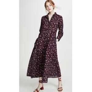 Xirena Women's Dalton Shirt Dress Long Sleeve Button Front Secret Garden Maxi